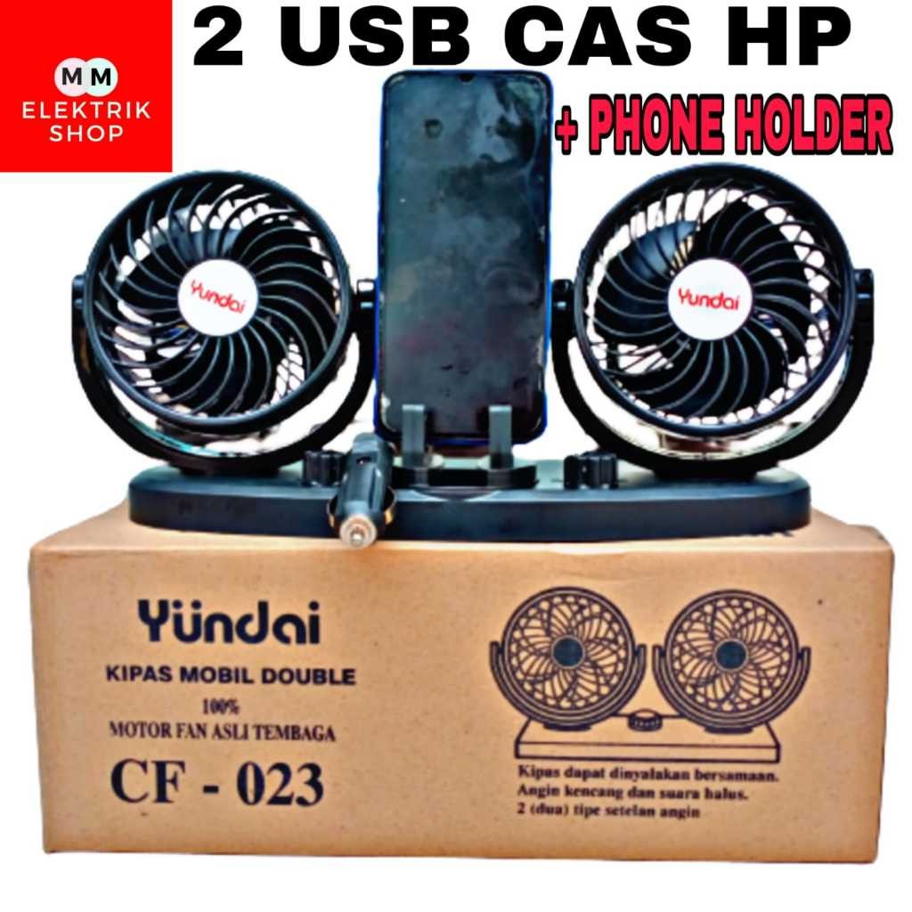 Kipas Angin Mobil 2 USB Phone Holder 24Volt YUNDAI