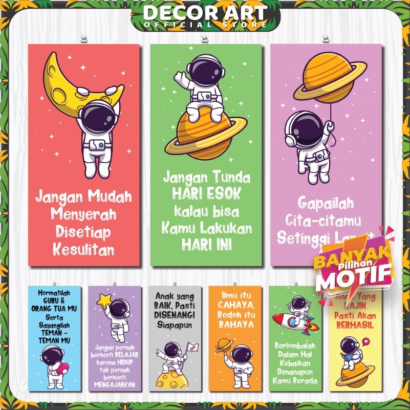 Gallery Store 15x30 Cm - Wall Decor Dekorasi Hiasan Dinding Kata Motivasi Anak Gambar Astronot Untuk