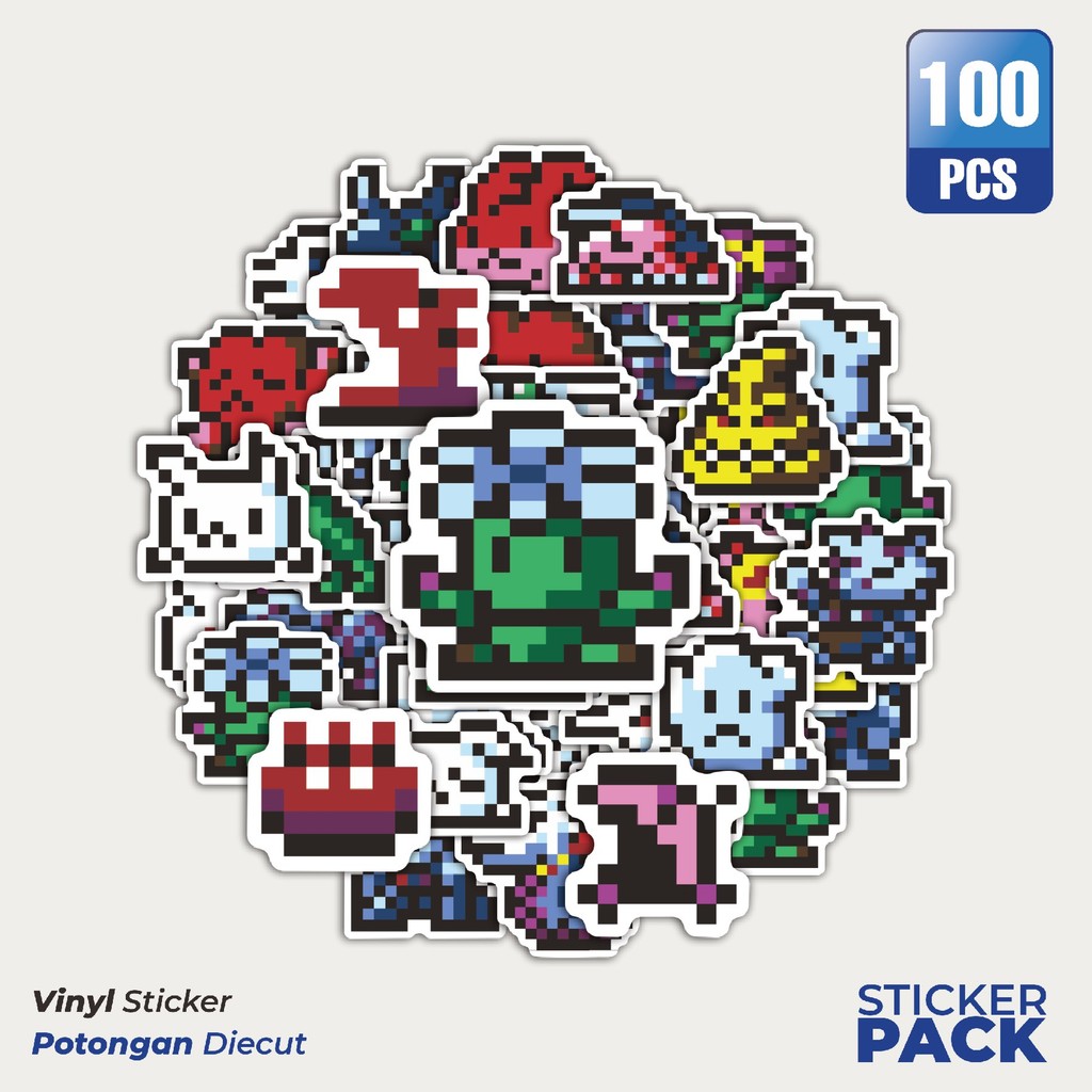 

100 PCS STIKER Stiker Pixel Digimon V25 Waterproof Aesthetic- Untuk Laptop, Motor, dan Helm - Paper Stationery Pack
