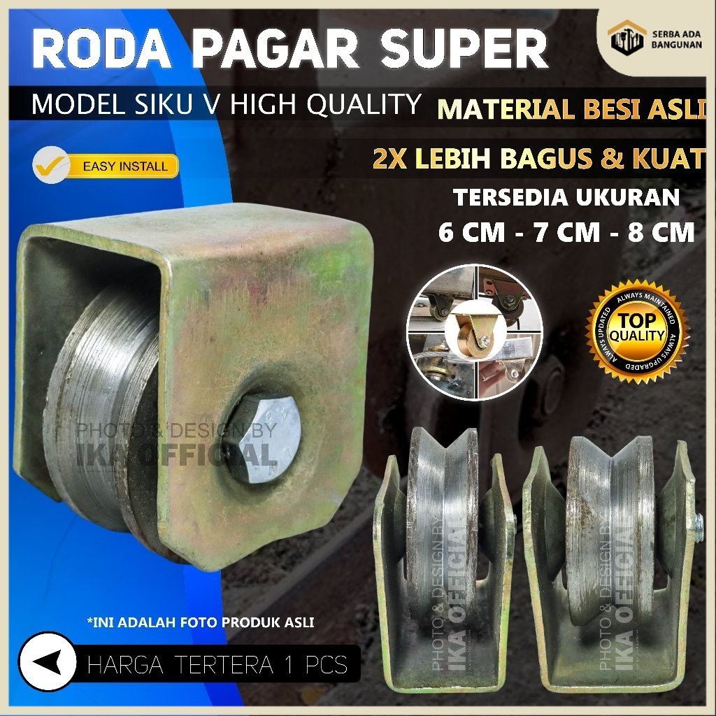 SAB Roda pagar besi cor Super 6 7 8cm roda pintu gerbang rumah Roda Pintu Pagar Besi Roda Pagar Mode