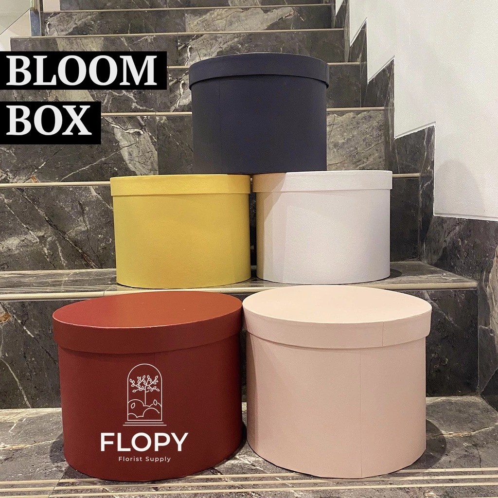 

BESAR WARNA PREMIUM - Bloom Box Flower Bulat Round - Kotak Bunga Kotak Kado