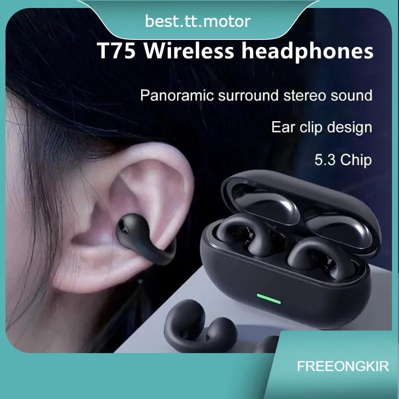【】Headset T7500 Bluetooth Konduksi Tulang Anting-Anting Headphone Nirkabel Headset Tahan Air TWS Ear