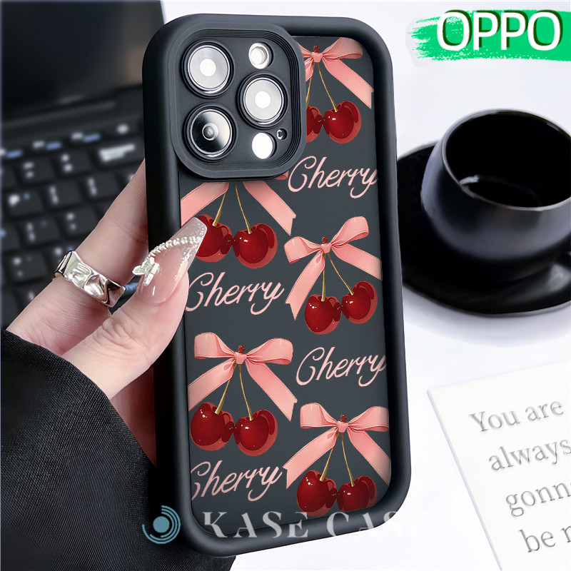 Estetik Cherry Silicone SoftCase OPPO A18 A16 A15 A3s A5S A60 A17 A17K A54 A53 A12 A58 A31 A1K A77s 