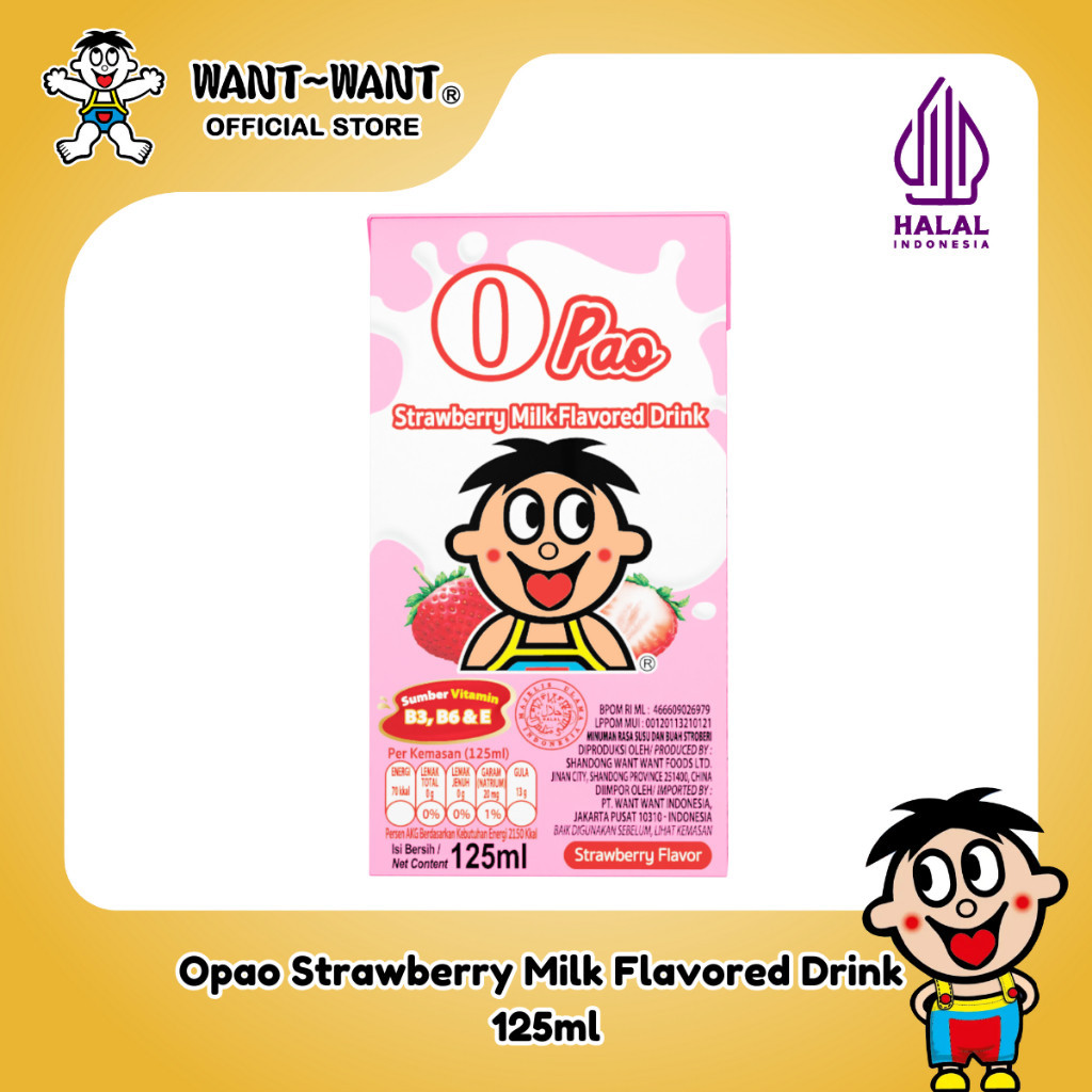 

Want Want Opao Milk Flavoured Drink Minuman Susu Rasa Strawberry 125ml