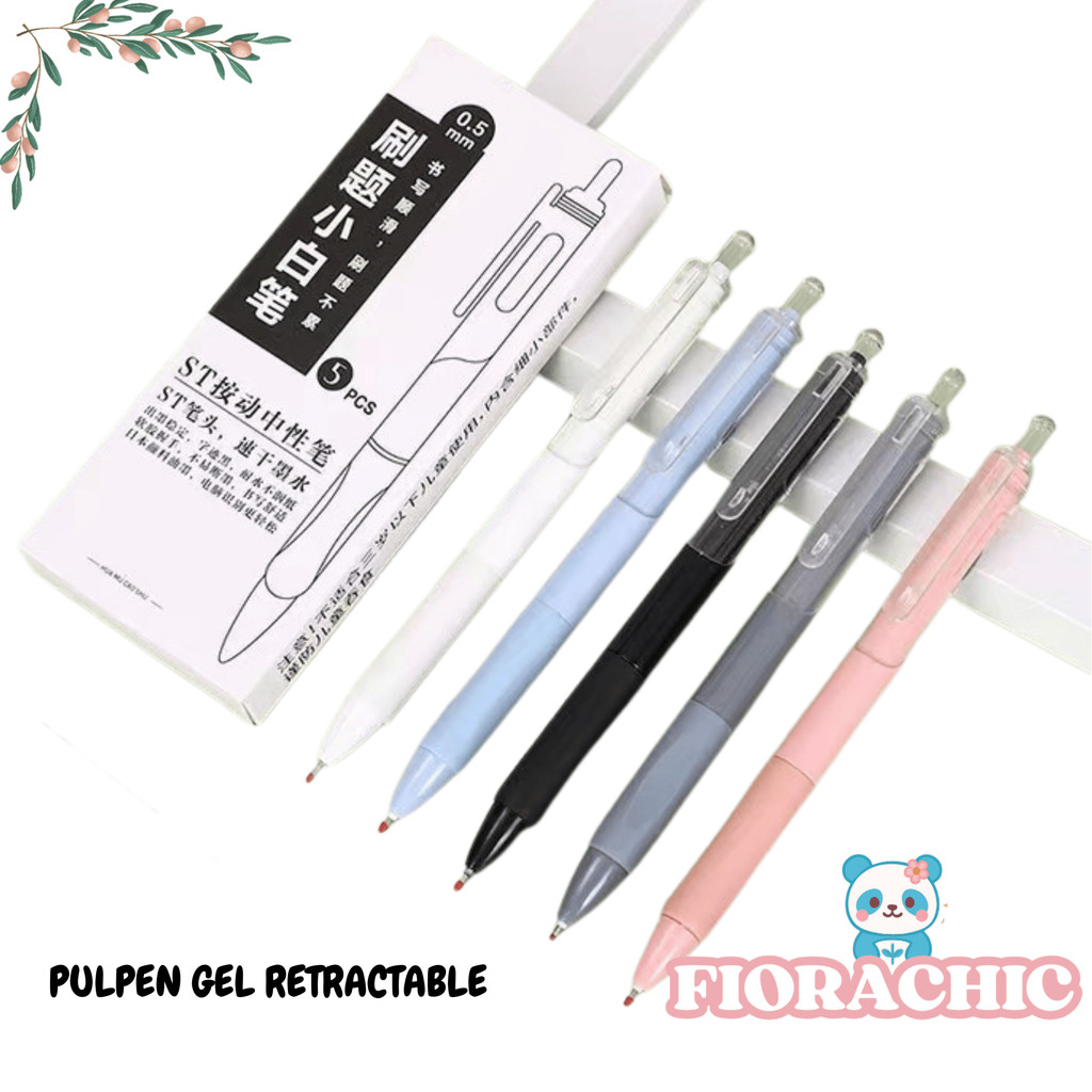 

FC-Pulpen Netral H1039 Set 5 Pcs Pena 0.55mm Alat Tulis Sekolah Dan Kantor Gel Retractable Cepat Kering