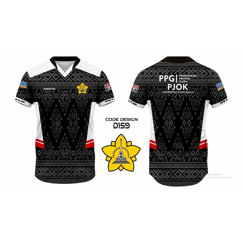 Kaos Jersey PPG PJOK Vneck Hitam - Emboss - Full Printing - BRSD159EV