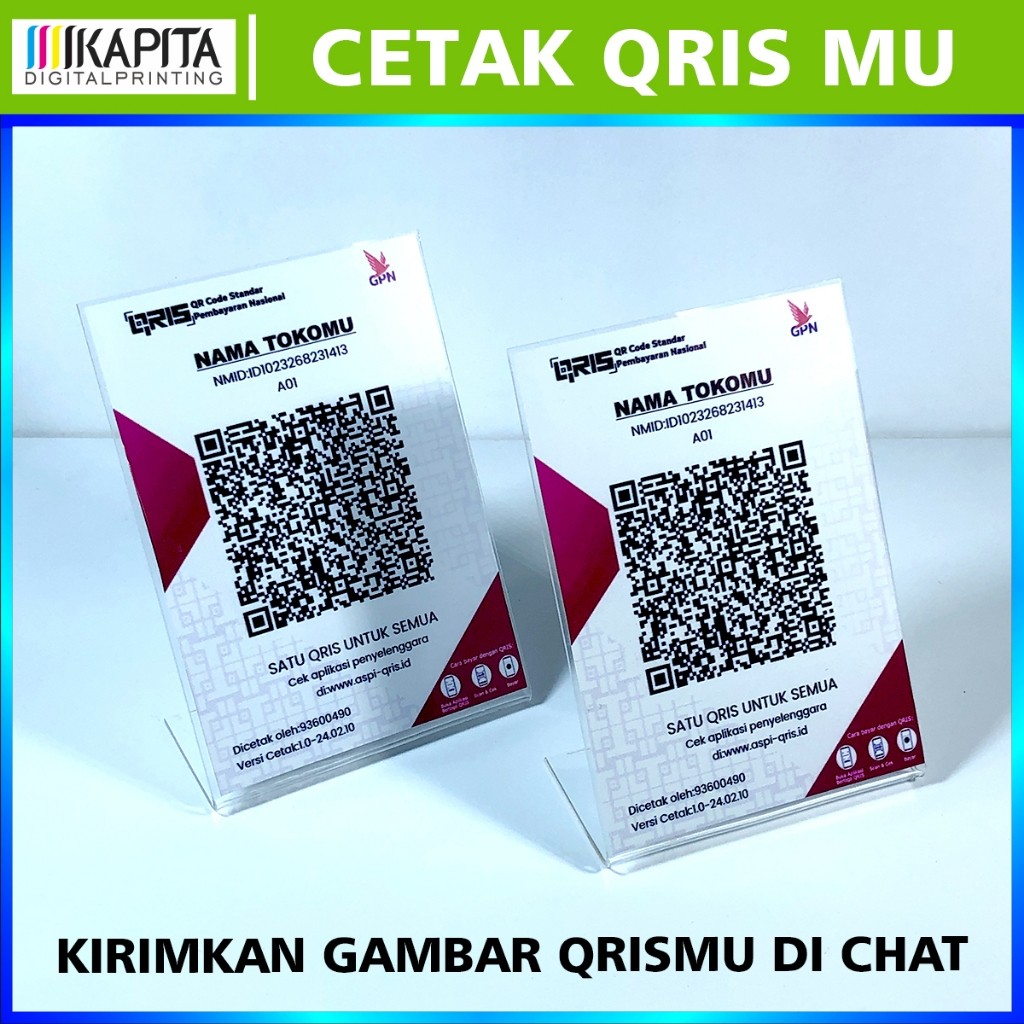 

(Paket Lengkap) Cetak Qris & Akrilik Stand Berdiri Tipe L | Cetak Qris Akrilik Termurah Siyap Pakai | Acrylic Standing