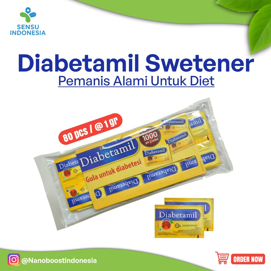 

Diabetamil Sweetener Tropicana Slim isi 80 sachet Pemanis Alami untuk Diet dan Diabetes