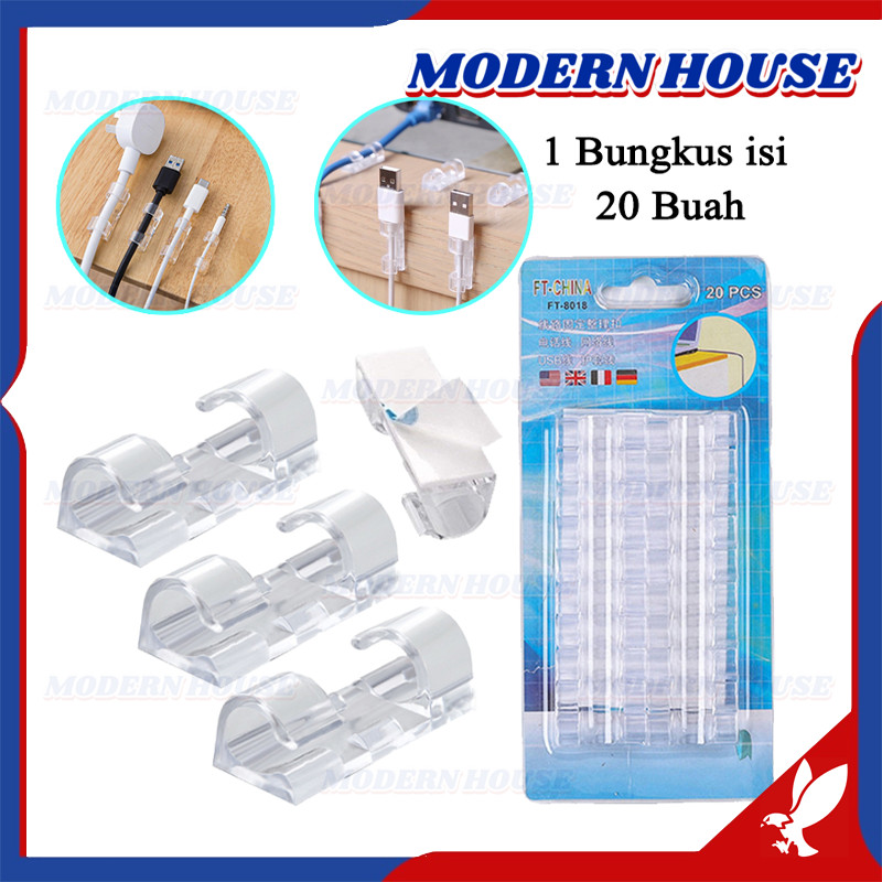 Klip Kabel / Cable Clip Organizer / Klip Klem Kabel Tempel 1 Pack Isi 20 Pcs / Klip Perapih Kabel Ta