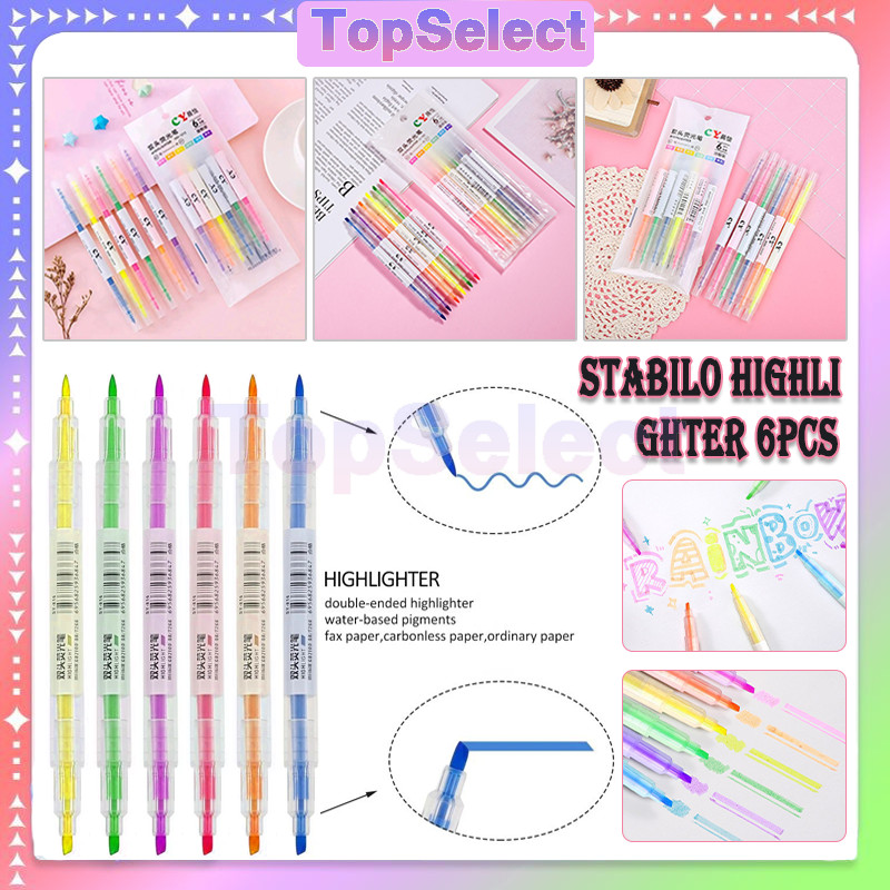 

1 Set Highlighter 2 Sisi 6 PCS/Stabillo Pastel Warna Warni1 Set-6PCS/Highlighter Warna Warni / Set Stabilo Warna Warni 6in1 / Set Stabilo Warna Dua Sisi Isi 6/Stabilo Highlighter