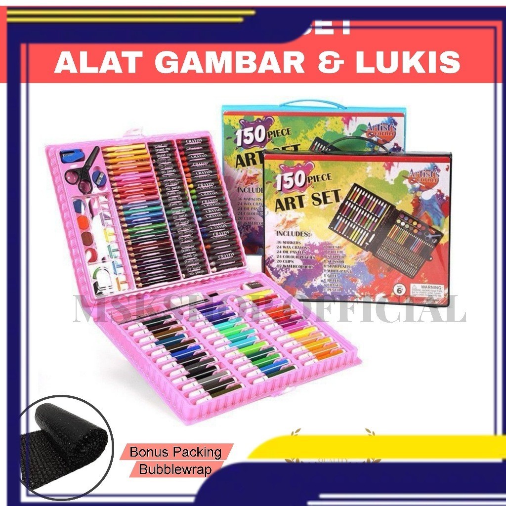 

CRAYON SET PERALATAN GAMBAR LUKIS PENSIL WARNA/ ART SET ISI 150 PCS