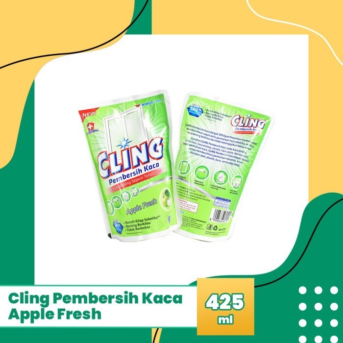 Cling Pembersih Kaca Aroma Apple Fresh Refil 425 ml