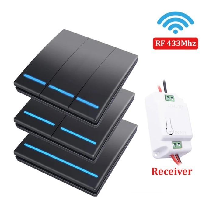 Saklar Lampu Wireless RF Wall Switch Rumah Receiver Radio Frekuensi