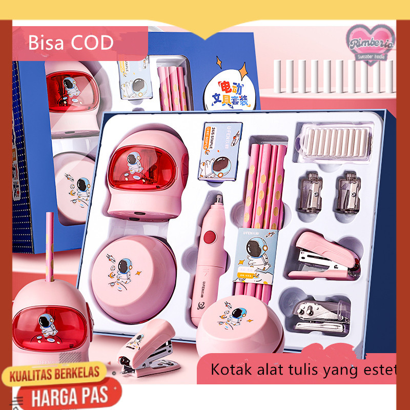 

Electric Stationery Set / Set Alat Tulis Elektrik Rautan Penghapus Vacuum Pensil 11 In 1