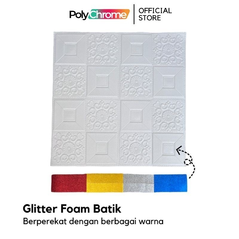 Glitter Foam Batik 3D Gold Silver Merah Biru Red Ruby Blue Sapphire Emas Abu Sticker Stiker Almira I
