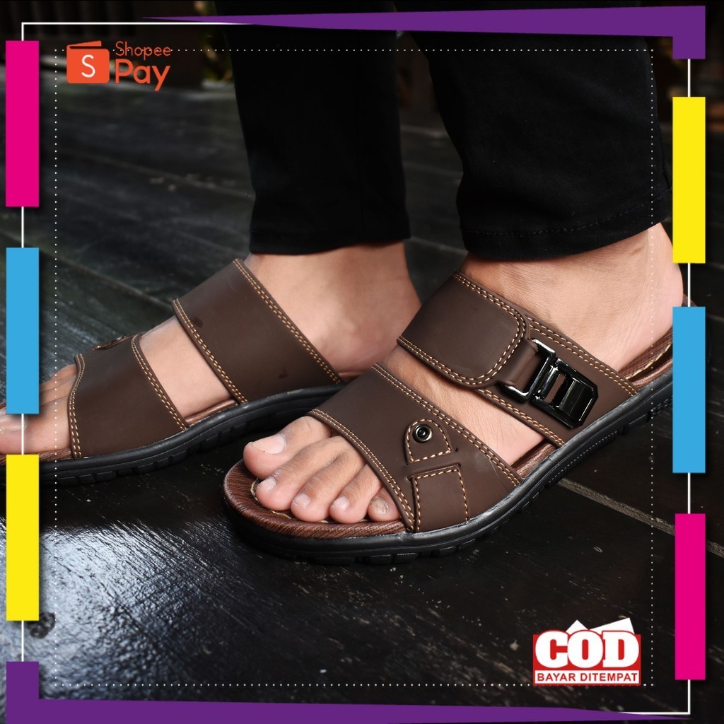 [PREMIUM ORIGINAL] L- track / sandal kulit pria / Sandal L-track DAVIS 06 / ORIGINAL 100%