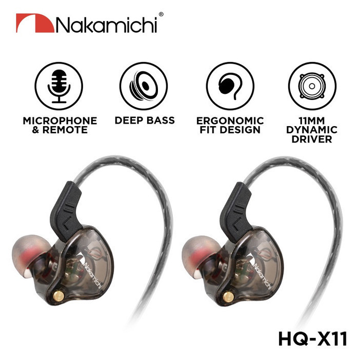 Nakamichi HQ X11 Dynamic Driver Monitor Wired Earphone Mic In Ear