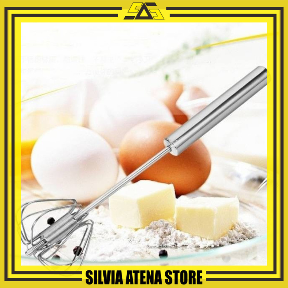SILVIA ATENA STORE-COD-Hand Mixer Mini Semi Otomatis Pengocok Telur Silver Hand Mixer Mini Electric 