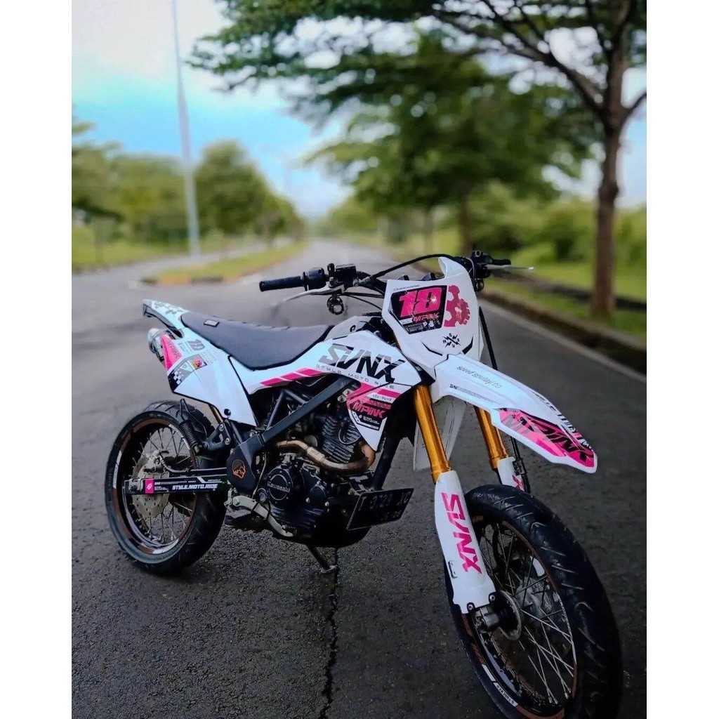 Decal Stiker Motor Klx Bf putih bahan glossy motif List Variasi