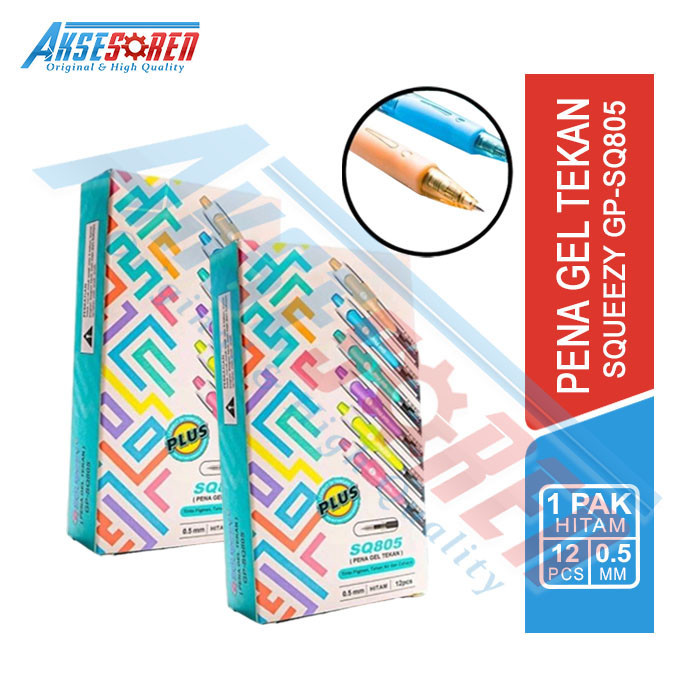 

Aksesoren Pena Gel Tekan Squeezy GP-SQ805 [1 Pack/12 Pcs/0.5 Mm] / Ballpoint Clip / Balpen Warna Lucu / Pena 1 Lusin