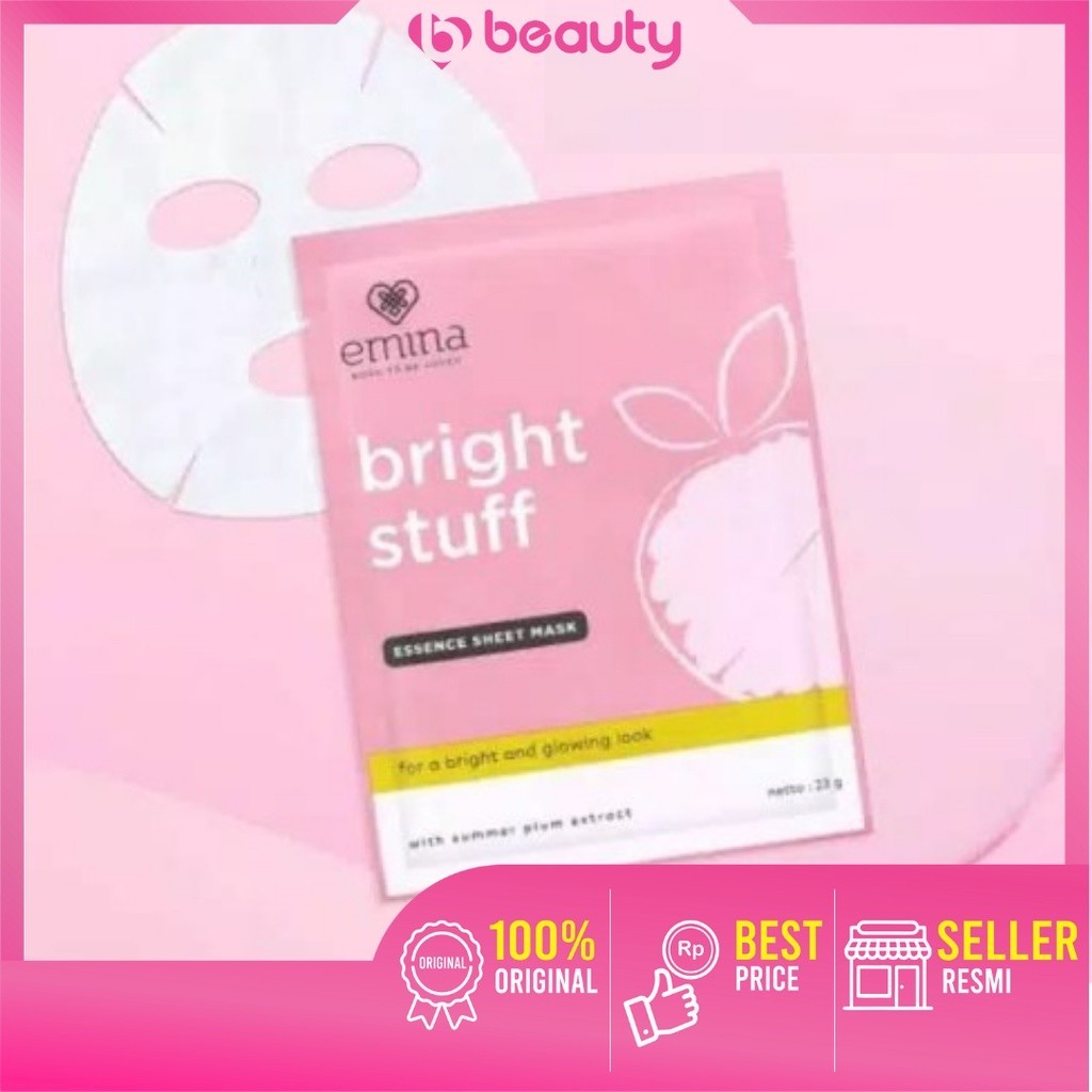 Emina Bright Stuff Essence Sheet Mask 23gr / Masker emina bright stuff / Emina Mask