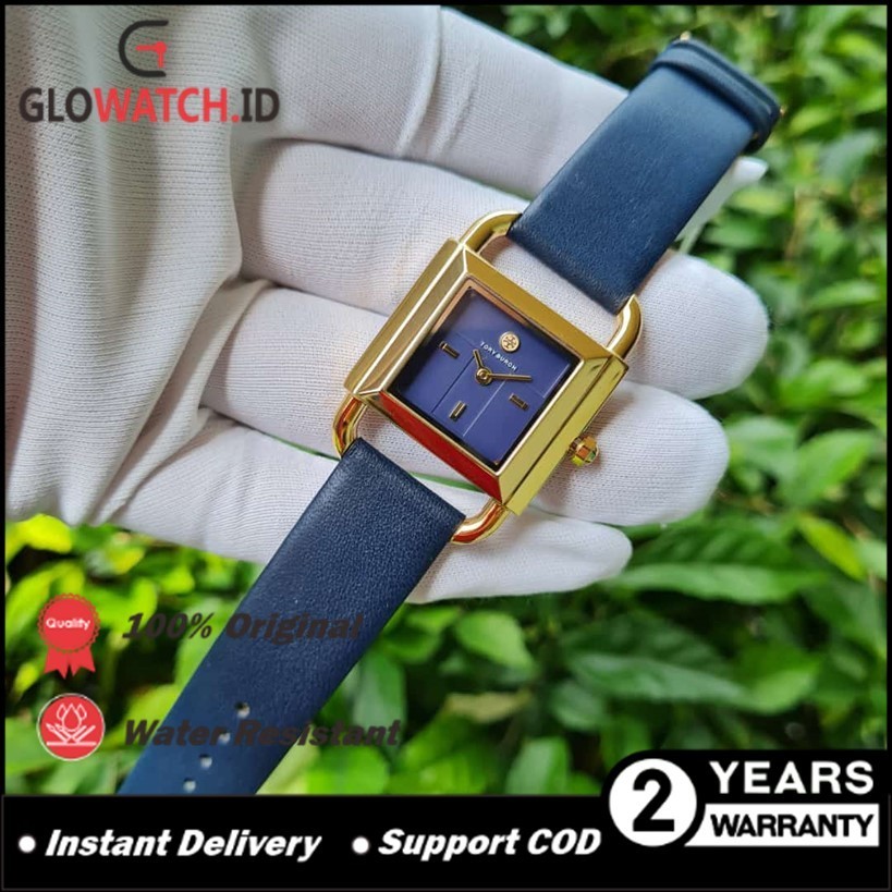 [Promo] Jam Tangan Wanita Tory Burch TBW7204 Phipps Navy Leather Gold Original (Garansi 2 tahun) / S