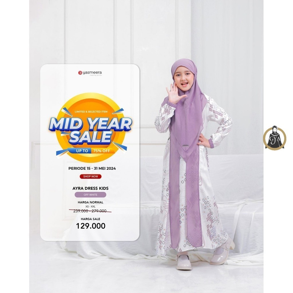 KOLEKSI ORI BRAND YASMEERA Gamis Premium Yasmeera Ayra Anak Perempuan