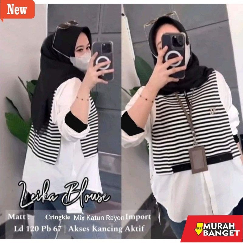 Kaus wanita polos yg lagi kekinian viral- LEIKA BLOUSE / BLOUSE KANTORAN / BLOUSE WANITA / KEMEJA WA