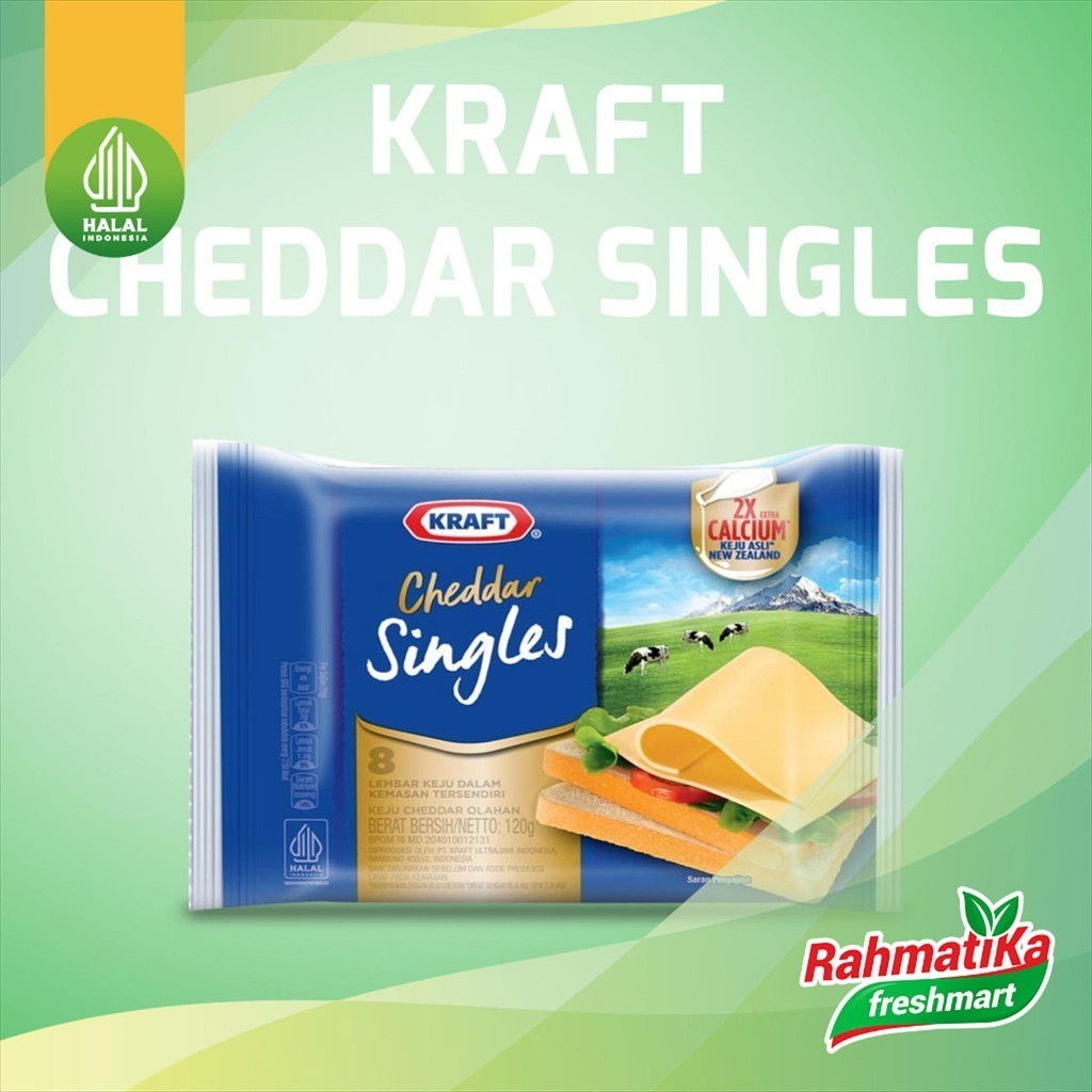 

Kraft Cheddar Singles Keju 8 Slices 120 gram