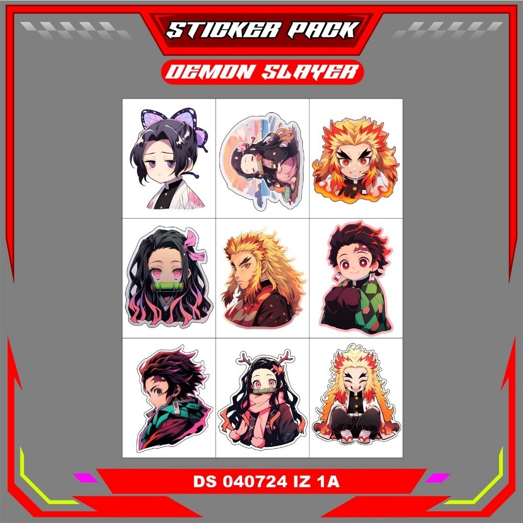

Sticker Timbul UV DTF Tempel Laptop Kulkas Hape Helm Koper Cermin Demon Slayer Hitam Kuning P45