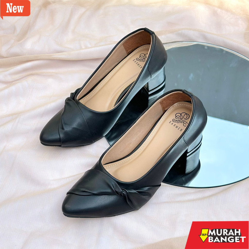 shopee haul sepatu heels wanita SARMER - PATRICIA HEELS BLACK