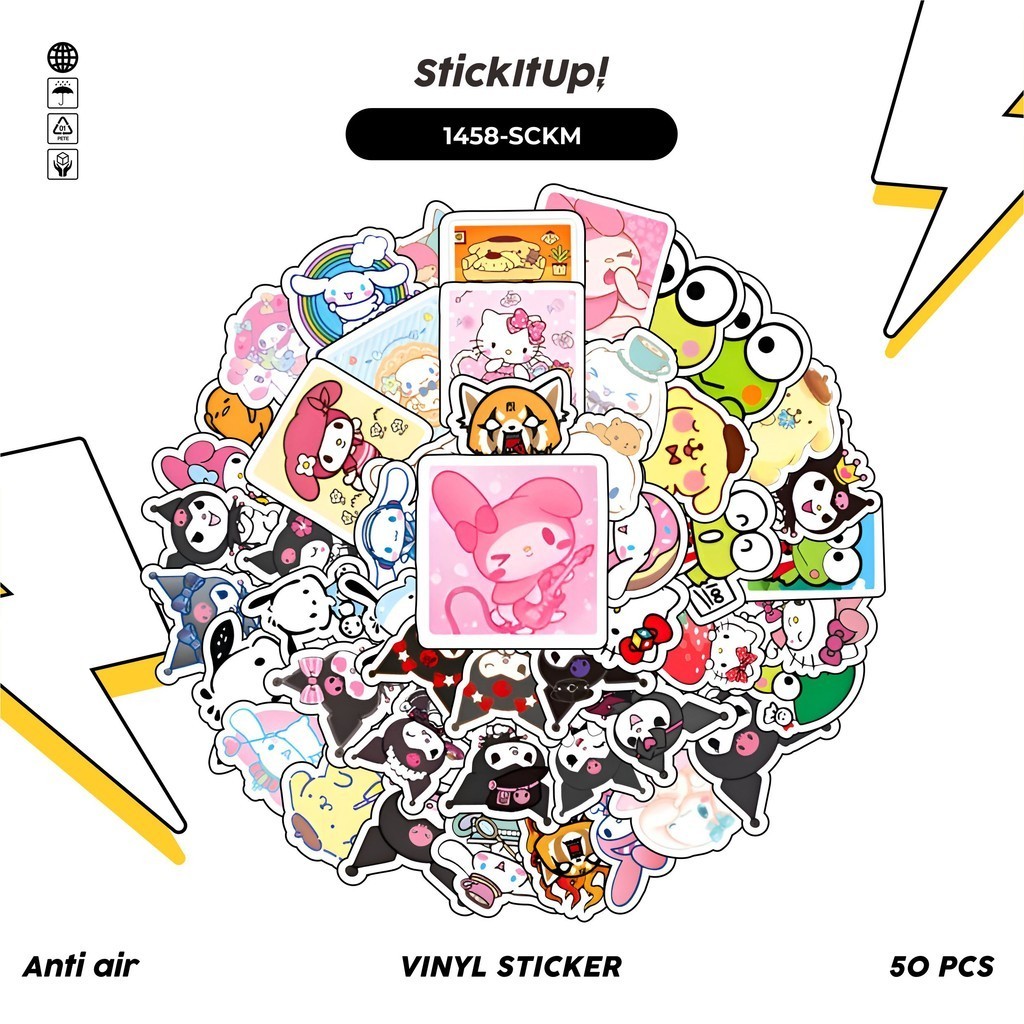 

COD✨ 100 Pcs Stiker Pack SANRIO v7 Lucu Aesthetic Vynil Waterproof untuk Freebies Sticker Buku Journal Casing HP Laptop