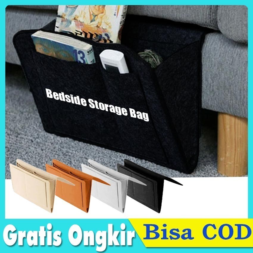 Tas Gantung Penyimpanan Organizer HP Remote Buku Rak Samping Kasur Praktis