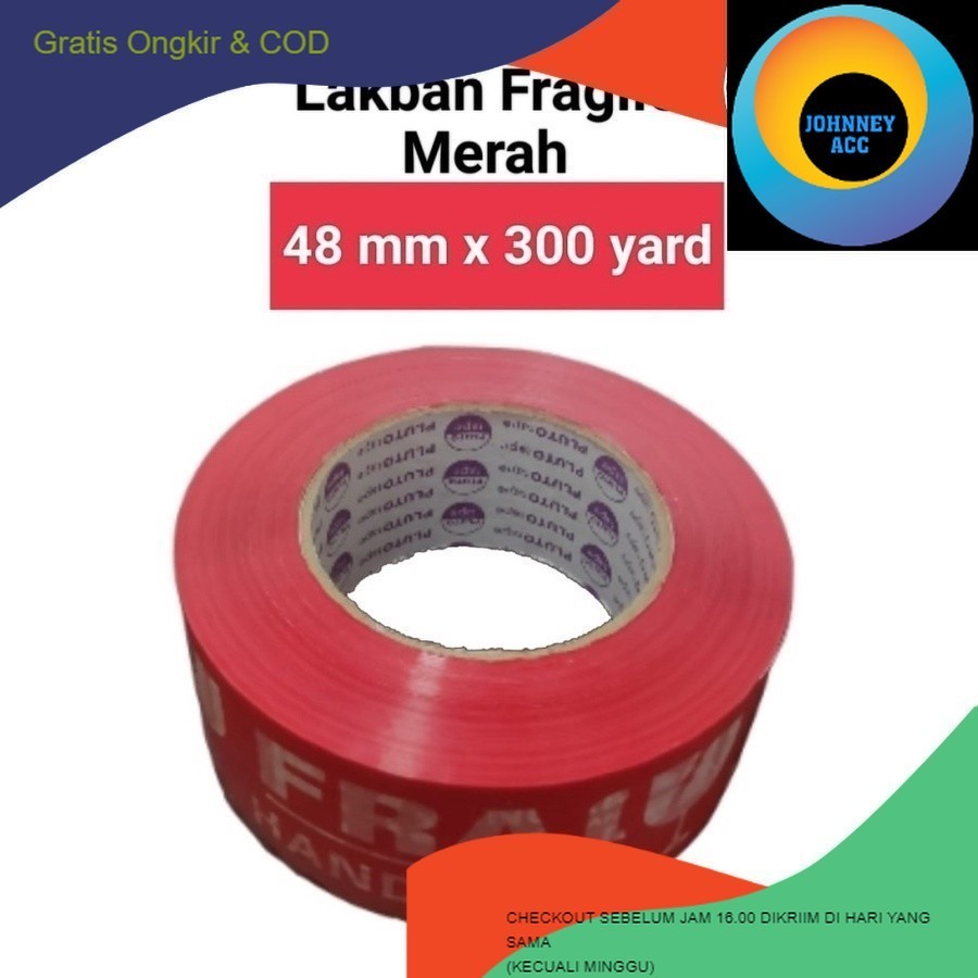 

JA 300YARD LAKBAN FRAGILE SUPER JUMBO MERAH 48 MM x 300 Yard - LAKBAN BESAR STIKER ANTI PECAH FRAGIL 300Y