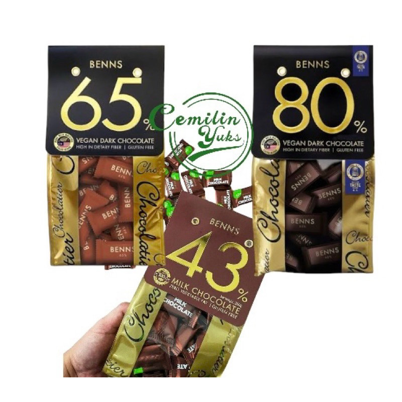 

Benns 43% Milk Chocolate 65% Dark Chocolate 80% Dark Chocolate Benss Coklat Malaysia