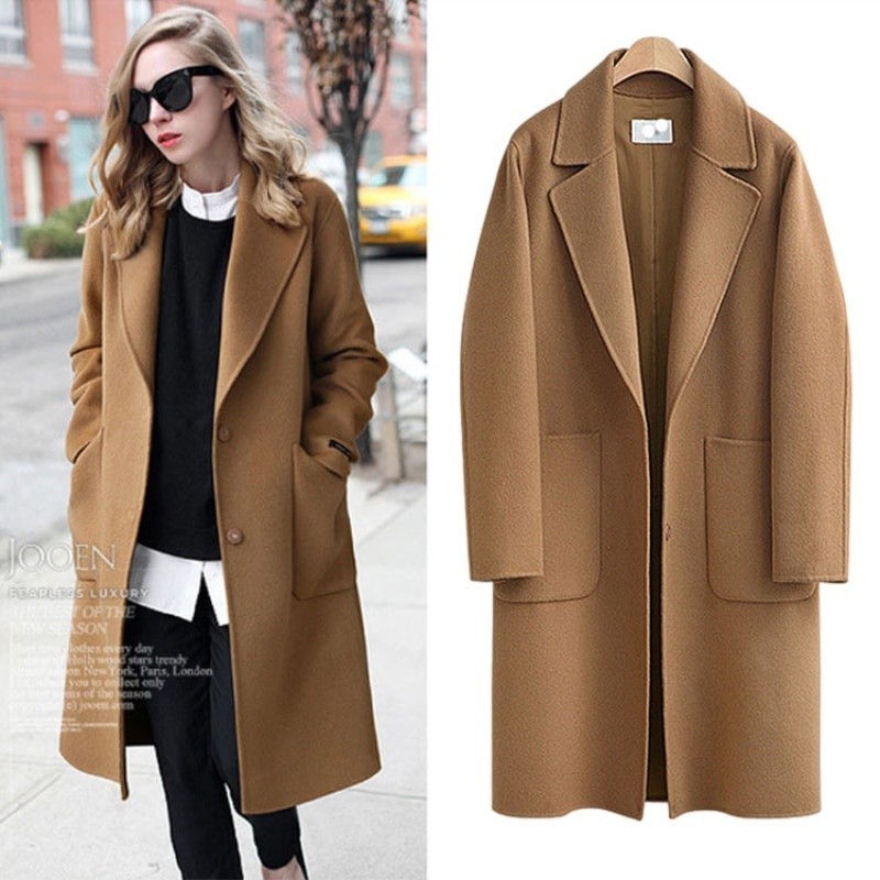 jaket tebal panjang wanita long coat wanita korea musim dingin coat panjang