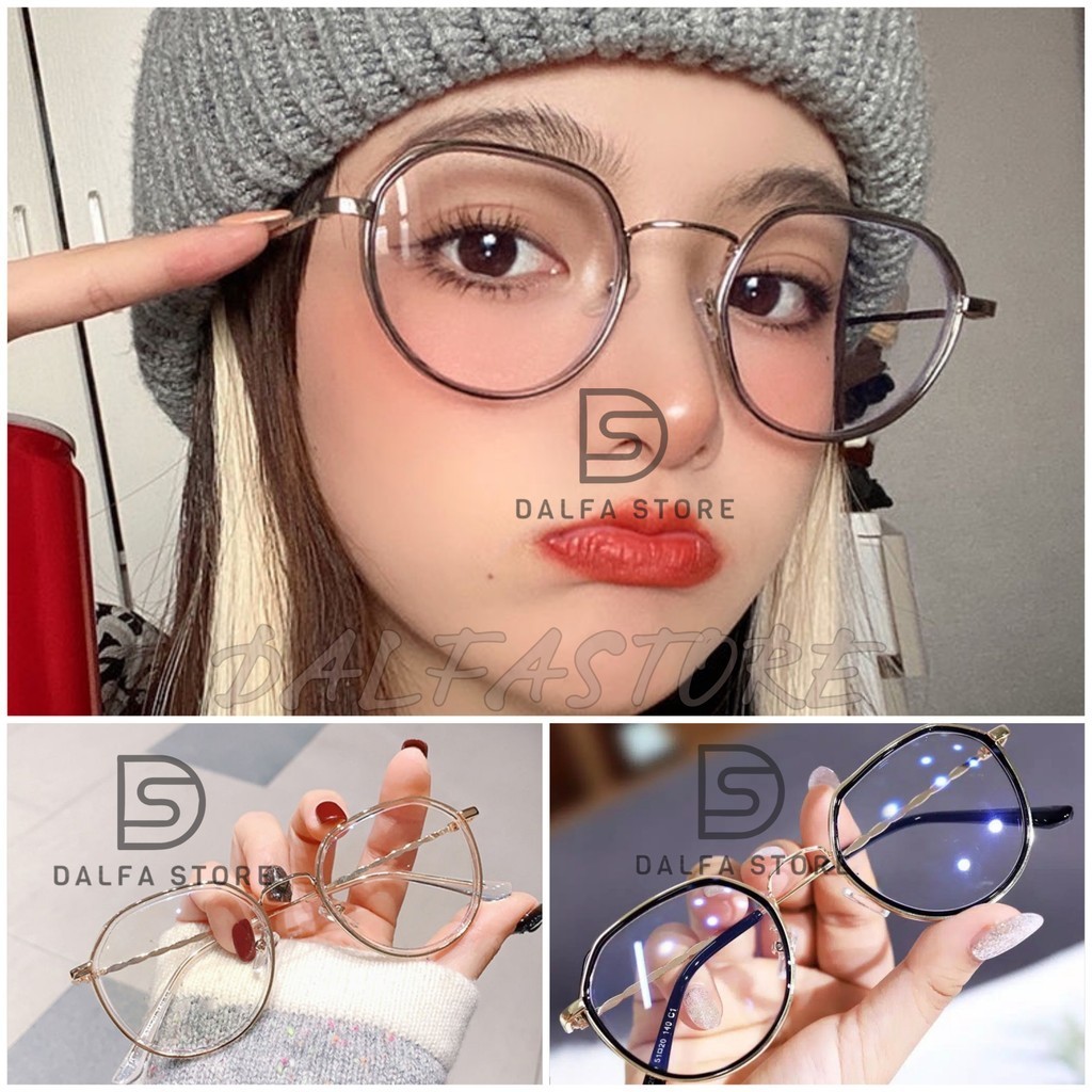 Kaca Mata Viral Anti Radiasi BlueLight Wanita Pria Poligonal Import Frame Tebal Gaya Retro Korea PV4