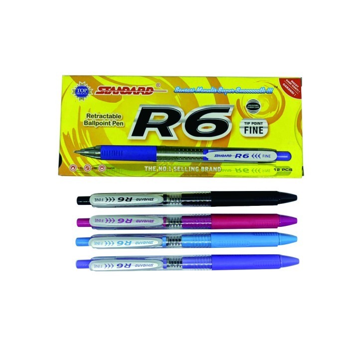

promo ✨ -STANDARD PEN R6 BLACK / 12 PCS - Hitam