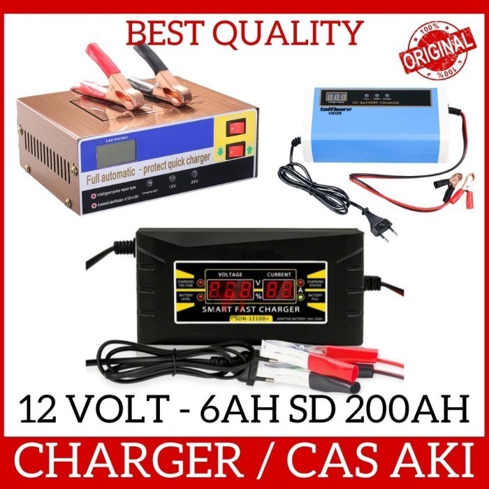 Charger Cas Baterai Aki Acu 12 Volt 6A 10A Bisa Untuk 6AH Sampai 200AH