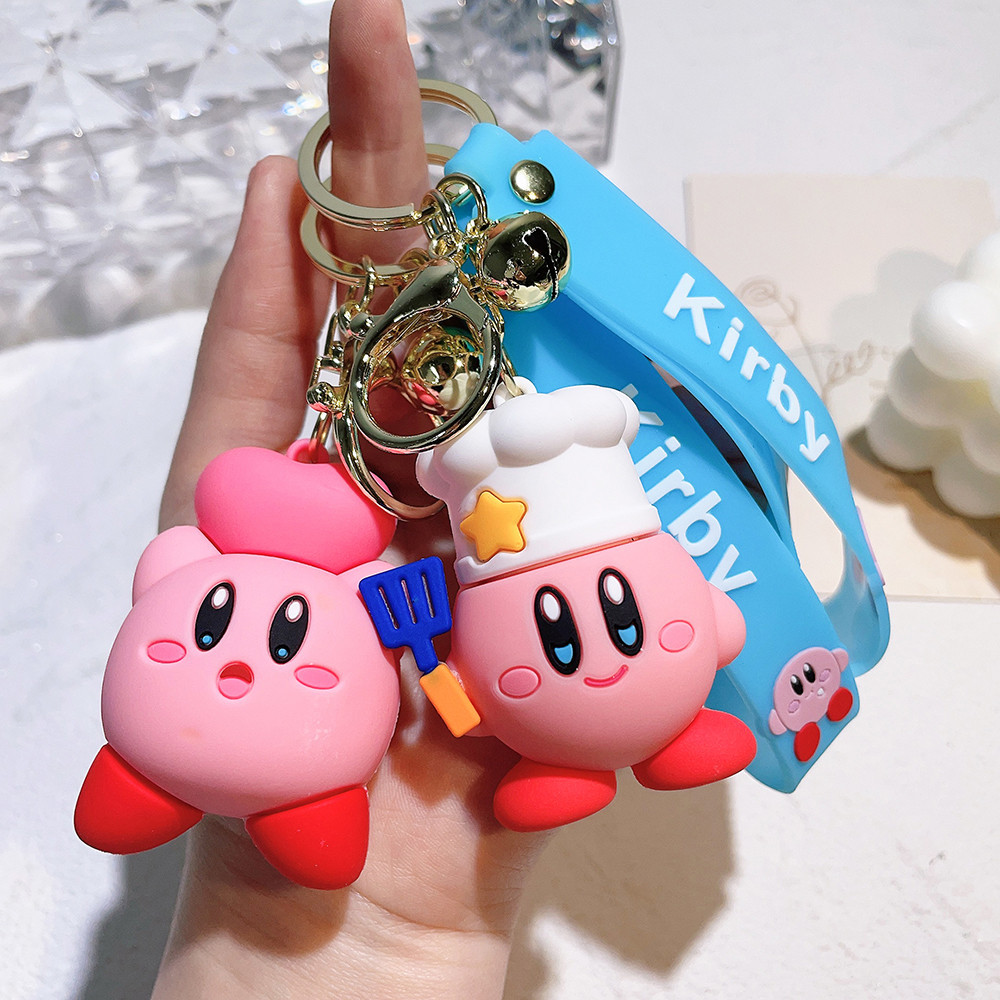 Anime Star Kabi Kirby Keychain Bead Chain Knapsack Accessories Key Chain Bag Pendant Plush Mini Scho