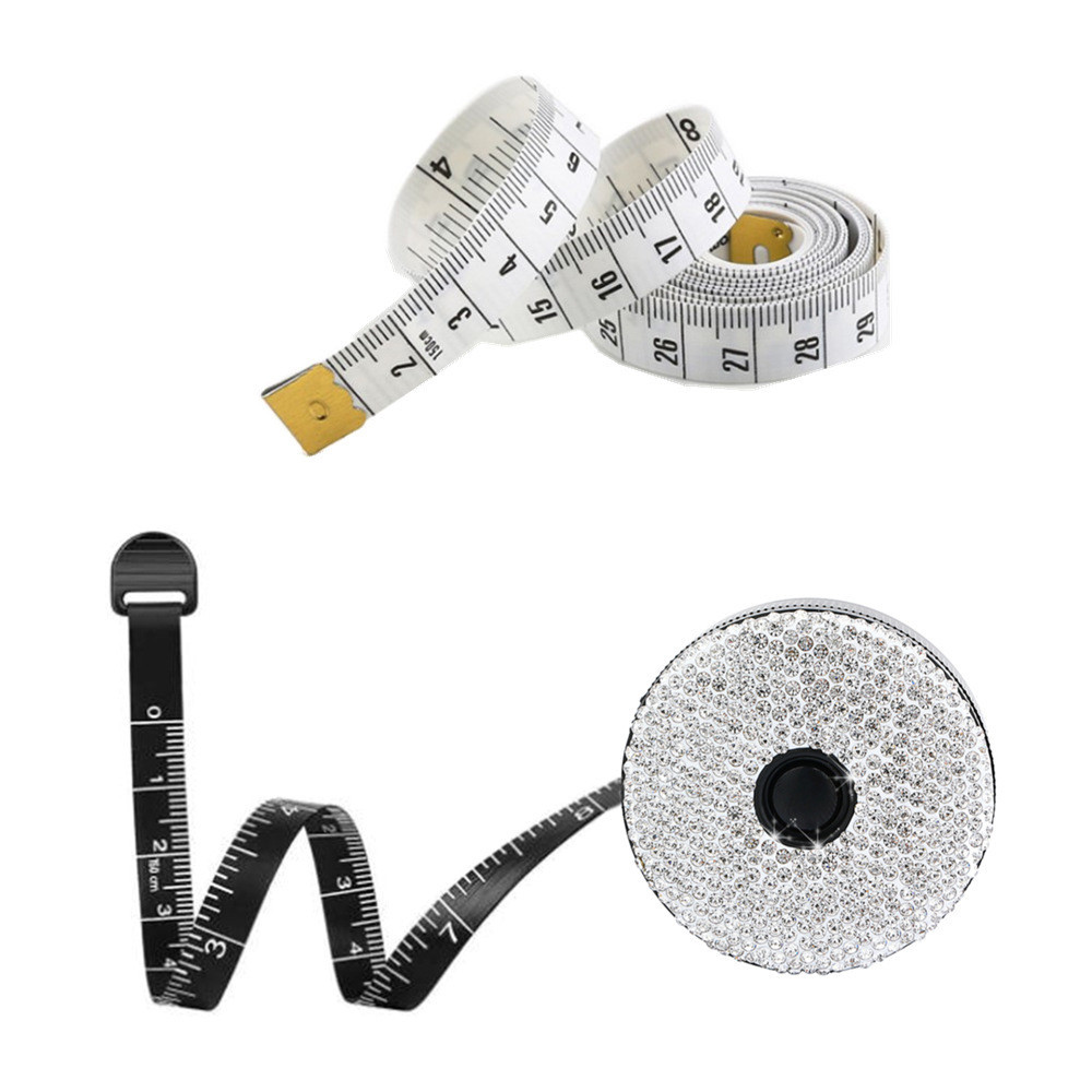 

1.5m Bling Diamond Automatic Telescopic Tape Measure Tailor Tape Measure Mini Plastic Measuring Clothes Three Around Soft Ruler