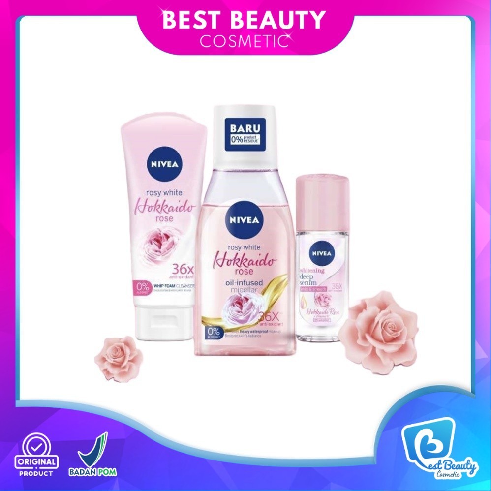 ★ BB ★  NIVEA Hokkaido Rose Series / Oil - Infused Micellar Water / Whitening Deep Serum Roll - On D