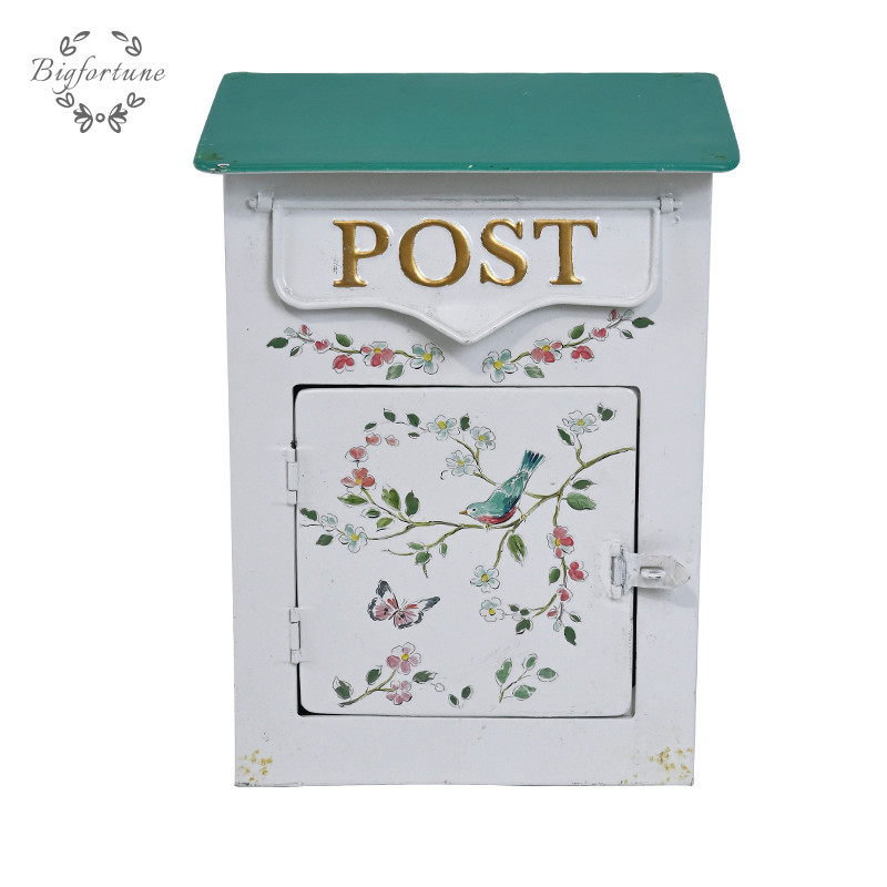 

Outdoor Wall Mounted Mailbox Metal Bird Pattern Farmhouse Post Leaving Message Garden Decoration
