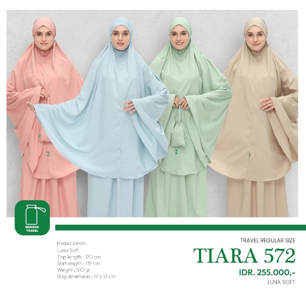 MUKENA PREMIUM Mukena Rukuh Telekung Luna Soft Travel Regular Size Tatuis Tiara 572 Pink Blue Green 