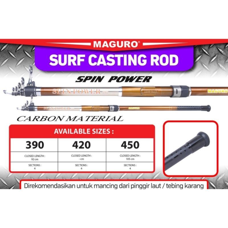 Joran Antena Surf Casting Maguro Spin Power Pilih Ukuran