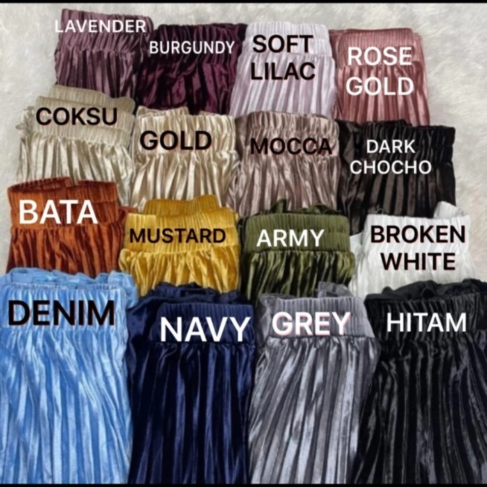 promo ✨ -Rok Bludru Plisket Premium Velvet Skirt - blu soft lilac