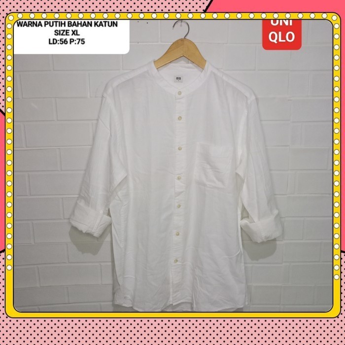 ( READY STOK ) Preloved kemeja polos putih uniqlo size Xl kerah Shanghai