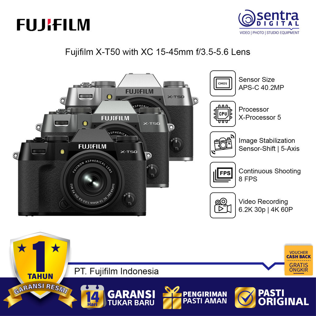 Fujifilm X-T50 kit Fujinon XC 15-45mm f/3.5-5.6 Lens Mirrorless Camera
