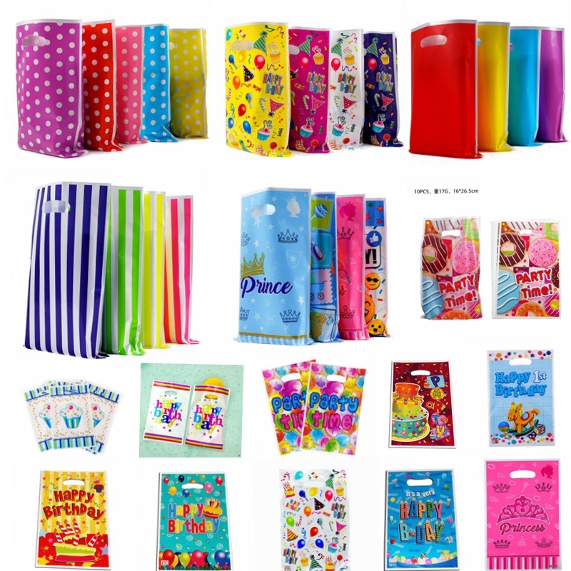 

10-50pcs Printed Gift Bags Polka Dots Plastic Candy Bag Child Party Loot Bags Boy Girl Kids Birthday Party Favors Supplies Decor