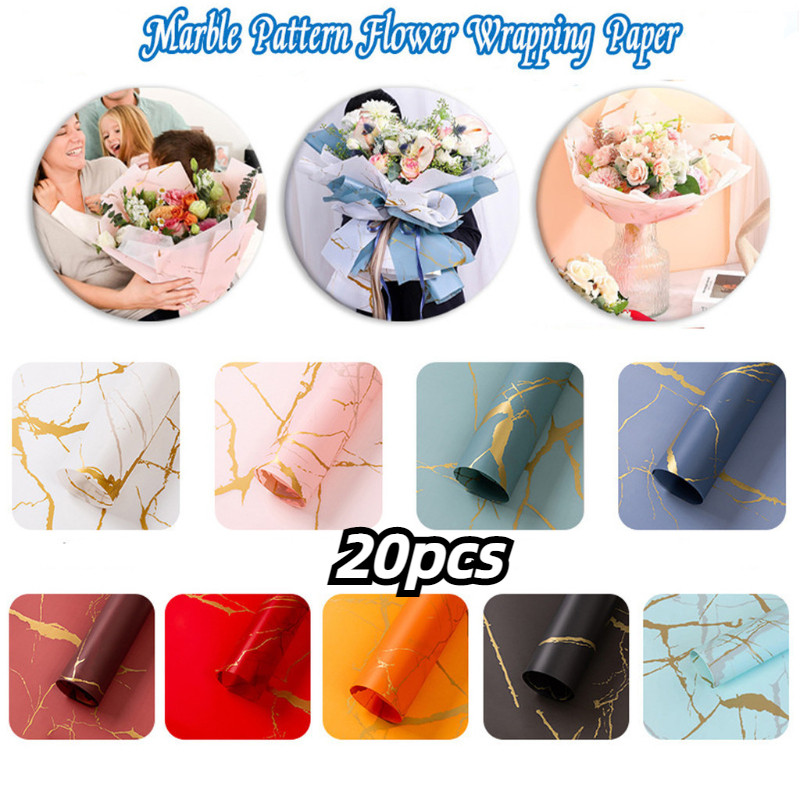 

【Ready】20 LEMBAR Kertas Buket Gold Marble Marmer Cellophane Flower Wrapping Paper Florist/Kertas Buket Korea Bunga Flower